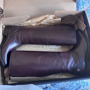 Frye- New, Never Worn, Riding Boots- Back Zipper-Dark Brown- Size 9